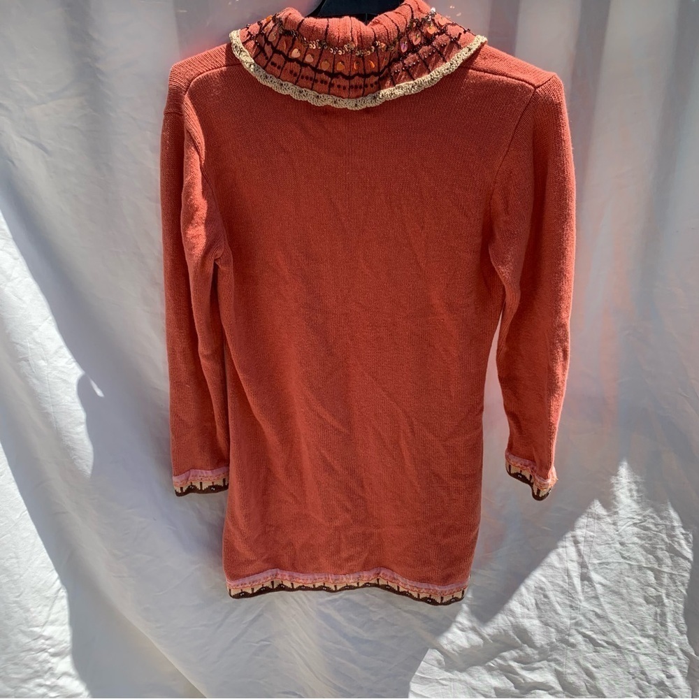 Storybrook Knits Vintage Butterfly Sweater Orange Fairycore Artsy y2k Sz Small - Picture 8 of 10